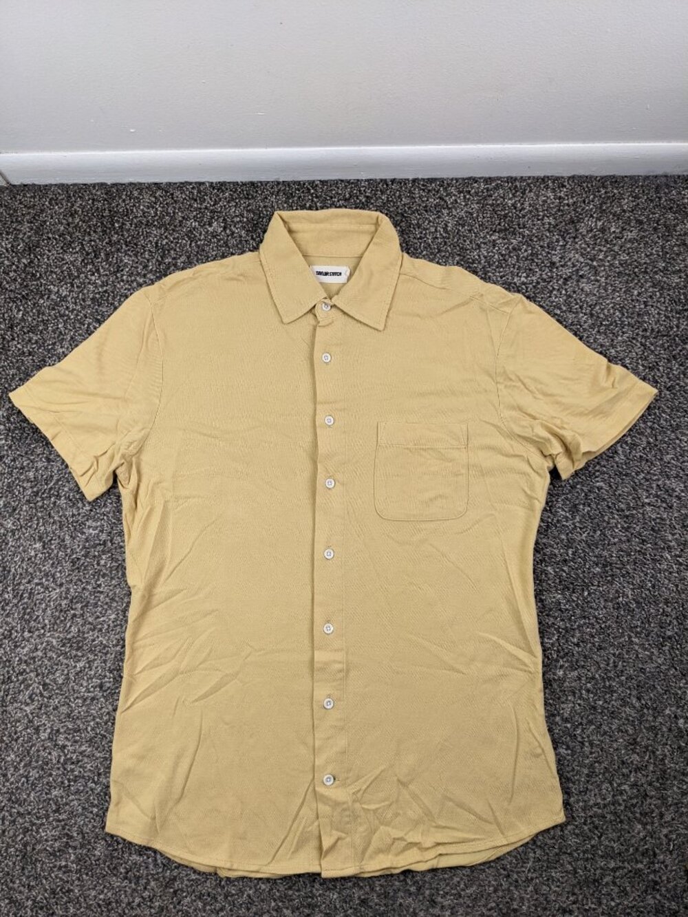 Taylor Stitch Shirt California Oak Pique S/S Button Up Yellow Mens Small (38)